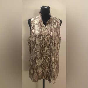 The Limited- Brown and Cream Snakeskin Blouse Size XL